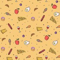 Seamless food pattern. Food background. Doodle vector illustration with food icon