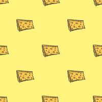 seamless cheese pattern. Doodle vector pattern with cheese icons. Colored cheese background