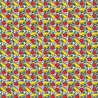 Seamless fruit pattern. Colored apple and pear background. Doodle vector illustration with fruits