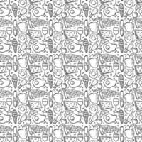Seamless food pattern. Food background. Doodle vector illustration with food icon