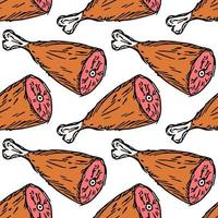 seamless meat pattern. vector doodle illustration with meat icon. pattern with meat