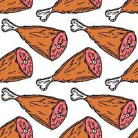 seamless meat pattern. vector doodle illustration with meat icon. pattern with meat