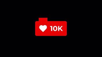 como ícone como ou amor contando para mídias sociais 1-10k curtidas em fundo transparente video