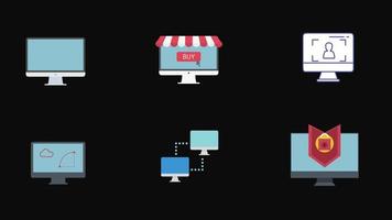 Los iconos de la computadora de escritorio establecen un fondo transparente de animación. video