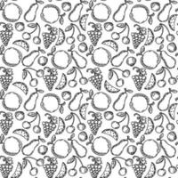 Seamless fruit pattern. apple and pear background. Doodle vector illustration with fruits