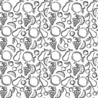 Seamless fruit pattern. apple and pear background. Doodle vector illustration with fruits