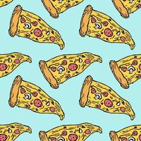 Seamless pizza pattern. Colored pizza background. Doodle vector pizza illustration