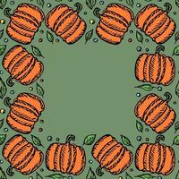 Pumpkin pattern with place for text. Seamless doodle vector with pumpkin icons. Vintage pumpkins pattern