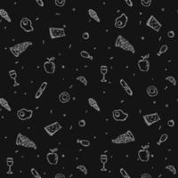 patrón de alimentos sin fisuras. fondo de comida. garabato, vector, ilustración, con, alimento, icono vector