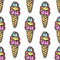 seamless ice cream pattern. vector doodle illustration with ice cream icon. pattern with ice cream