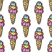 seamless ice cream pattern. vector doodle illustration with ice cream icon. pattern with ice cream