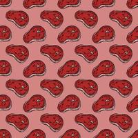 seamless steak pattern. vector doodle illustration with steak icon. pattern with meat