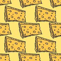 seamless cheese pattern. Doodle vector pattern with cheese icons. Colored cheese background