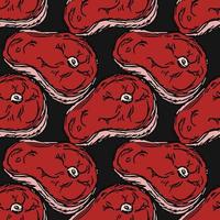 seamless steak pattern. vector doodle illustration with steak icon. pattern with meat