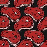 seamless steak pattern. vector doodle illustration with steak icon. pattern with meat