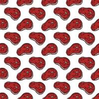seamless steak pattern. vector doodle illustration with steak icon. pattern with meat
