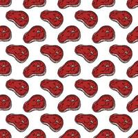 seamless steak pattern. vector doodle illustration with steak icon. pattern with meat