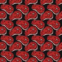 seamless steak pattern. vector doodle illustration with steak icon. pattern with meat