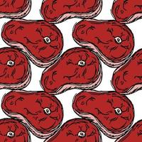 seamless steak pattern. vector doodle illustration with steak icon. pattern with meat
