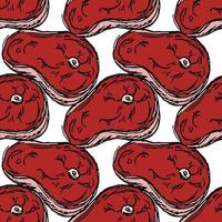 seamless steak pattern. vector doodle illustration with steak icon. pattern with meat