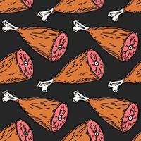 seamless meat pattern. vector doodle illustration with meat icon. pattern with meat