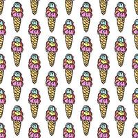 seamless ice cream pattern. vector doodle illustration with ice cream icon. pattern with ice cream