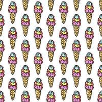 seamless ice cream pattern. vector doodle illustration with ice cream icon. pattern with ice cream