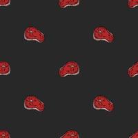 seamless steak pattern. vector doodle illustration with steak icon. pattern with meat