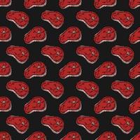 seamless steak pattern. vector doodle illustration with steak icon. pattern with meat