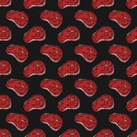 seamless steak pattern. vector doodle illustration with steak icon. pattern with meat