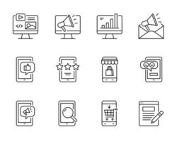 conjunto de iconos de marketing digital vector