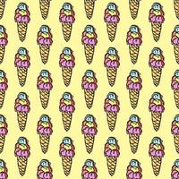 seamless ice cream pattern. vector doodle illustration with ice cream icon. pattern with ice cream