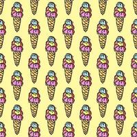 seamless ice cream pattern. vector doodle illustration with ice cream icon. pattern with ice cream