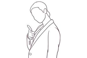 businesswoman pointing finger at you. business concept. hand drawn style vector illustration