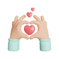 corazón mano gesto 3d icono ilustración png