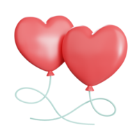 ilustração de ícone 3d de balão em forma de coração