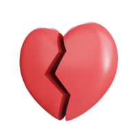 gebroken hart 3d pictogram illustratie png
