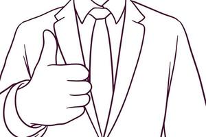 hombre de negocios mostrando el pulgar hacia arriba. concepto de negocio. ilustración de vector de estilo dibujado a mano
