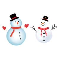 jul element design med en glad snögubbe. en vintersnögubbe med ett leende ansikte, halsljuddämpare, handskar, hatt och knappar. söt snögubbe vektordesign på en blå bakgrund. png