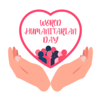 World humanitarian day illustration. Humanitarian day special vector with hand shape. Men vector inside a red love shape. Creative design element. png