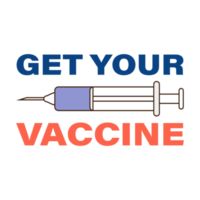 krijg uw vaccin teksteffect vectorillustratie met spuit. vaccinatie campagne-element op een witte achtergrond. spuit vectorelement. png