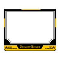 superposition de cadre de jeu élégante de couleur jaune et noire pour les streamers de jeux en direct. illustration vectorielle de superposition de streamer en direct avec la couleur jaune et noire. superposition de jeu élégante.