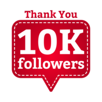 10K followers button collection. Social media follower button with red color shade. Thanksgiving vector design for social media 10K followers celebration. png