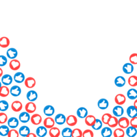 Social media button design elements. Love and like multiple shape social media button stylish vector design. Blue and red color shade vector illustration of social media button. png