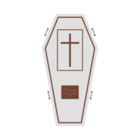 Halloween white burial coffin design on a white background. Coffin with isolated shape design. Halloween white coffin party element vector illustration. Coffin vector with a Christian cross symbol. png