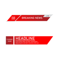 Diseño del tercio inferior de noticias para canales de televisión. el tercio inferior de color rojo y blanco metalizado para un canal de noticias. el diseño vectorial del canal de noticias de forma rectangular. png
