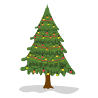 nytt år och xmas traditionella symbolträd med glödlampor, stjärna. vinterlov. dekorerad julgran med ljus, dekoration bollar och lampor. god Jul och Gott Nytt År. png