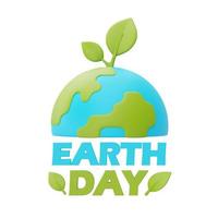 feliz día de la tierra con globo terráqueo, día mundial del medio ambiente, representación 3d. foto