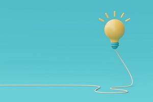 3d render yellow lightbulb floating isolate on blue background.minimal style,3d rendering. photo