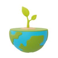 Happy earth day,World globe with Seedling ,save the planet and energy concept,sustainable energy development,3d rendering. photo